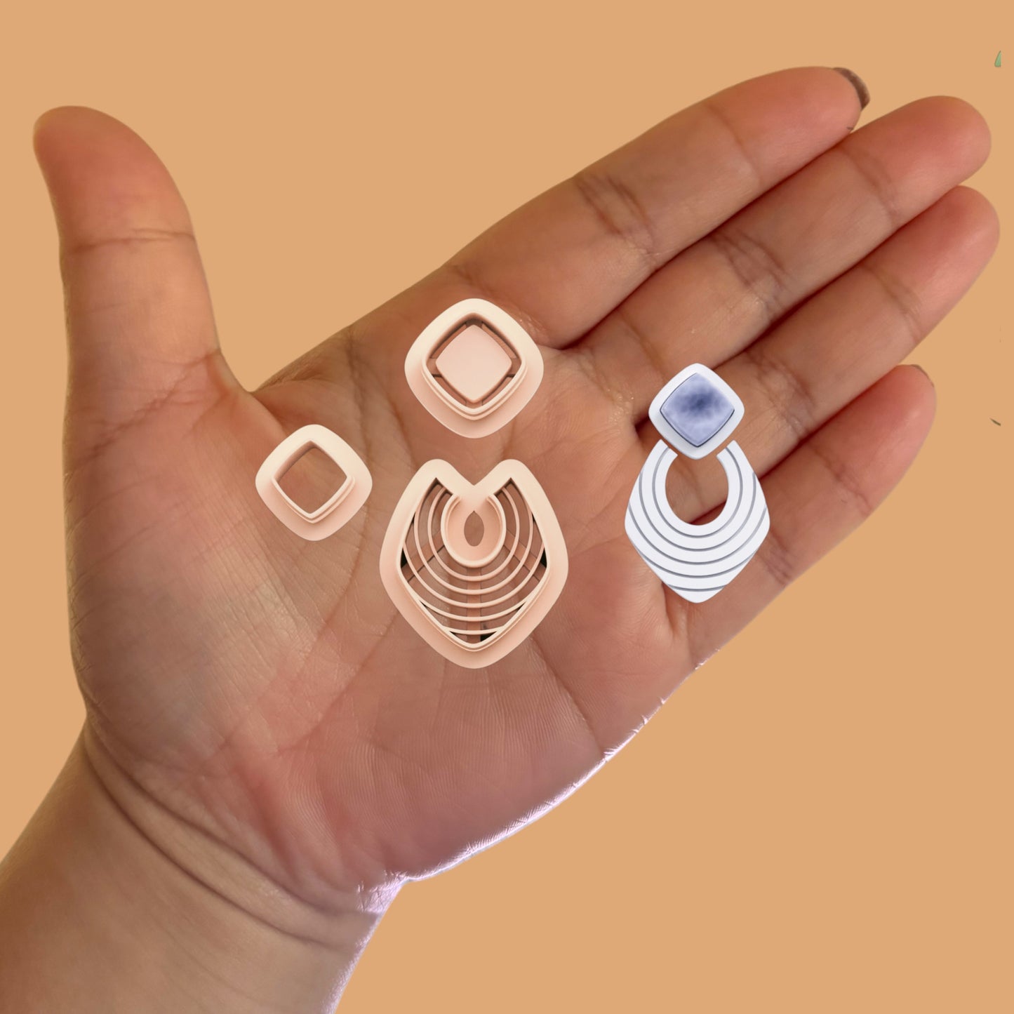 Modern Halo Earring with Precious Stone