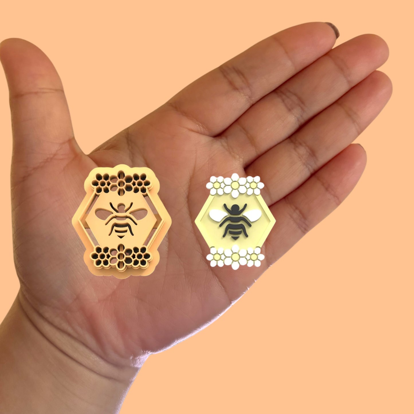 Honeycomb with a Bee Clay Cutter, Spring Clay Cutters