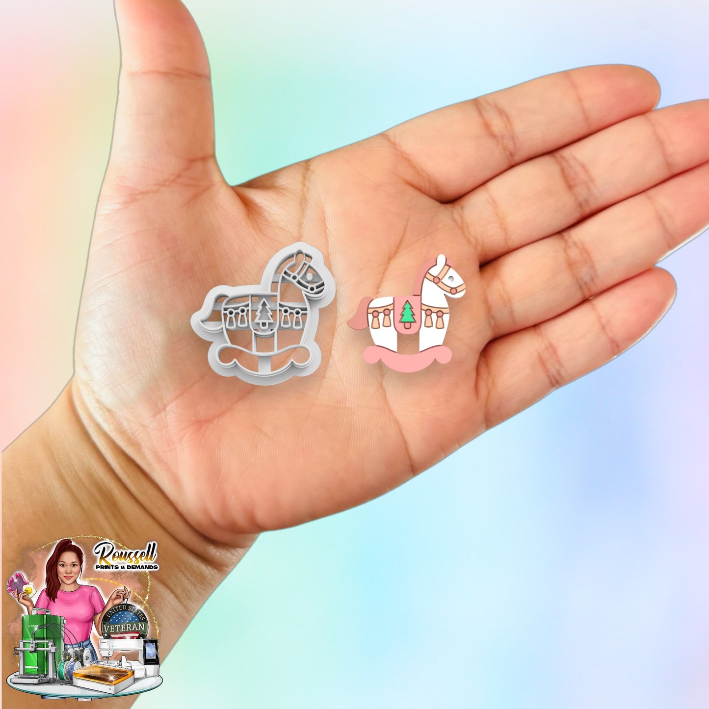 Rocking Horse B Christmas cutter 3d printed