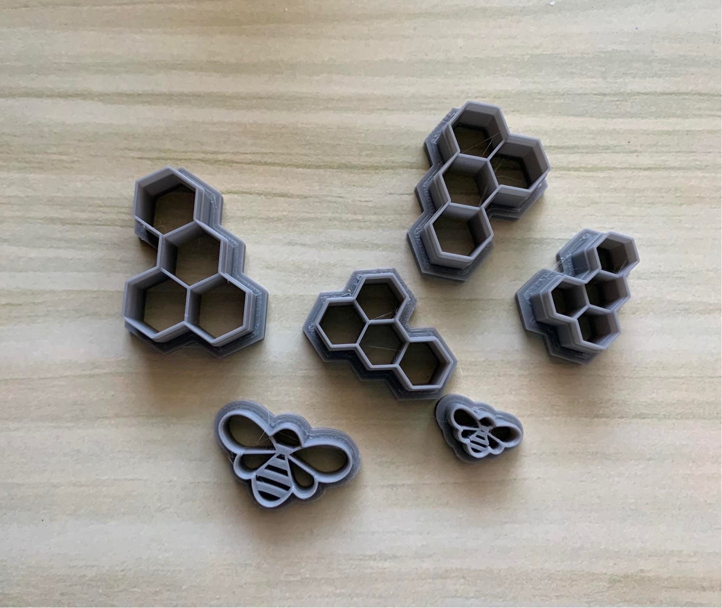 Honeycomb and bee cutter set , Cutters, Clay Cutters, Cutters for Polymer Clay