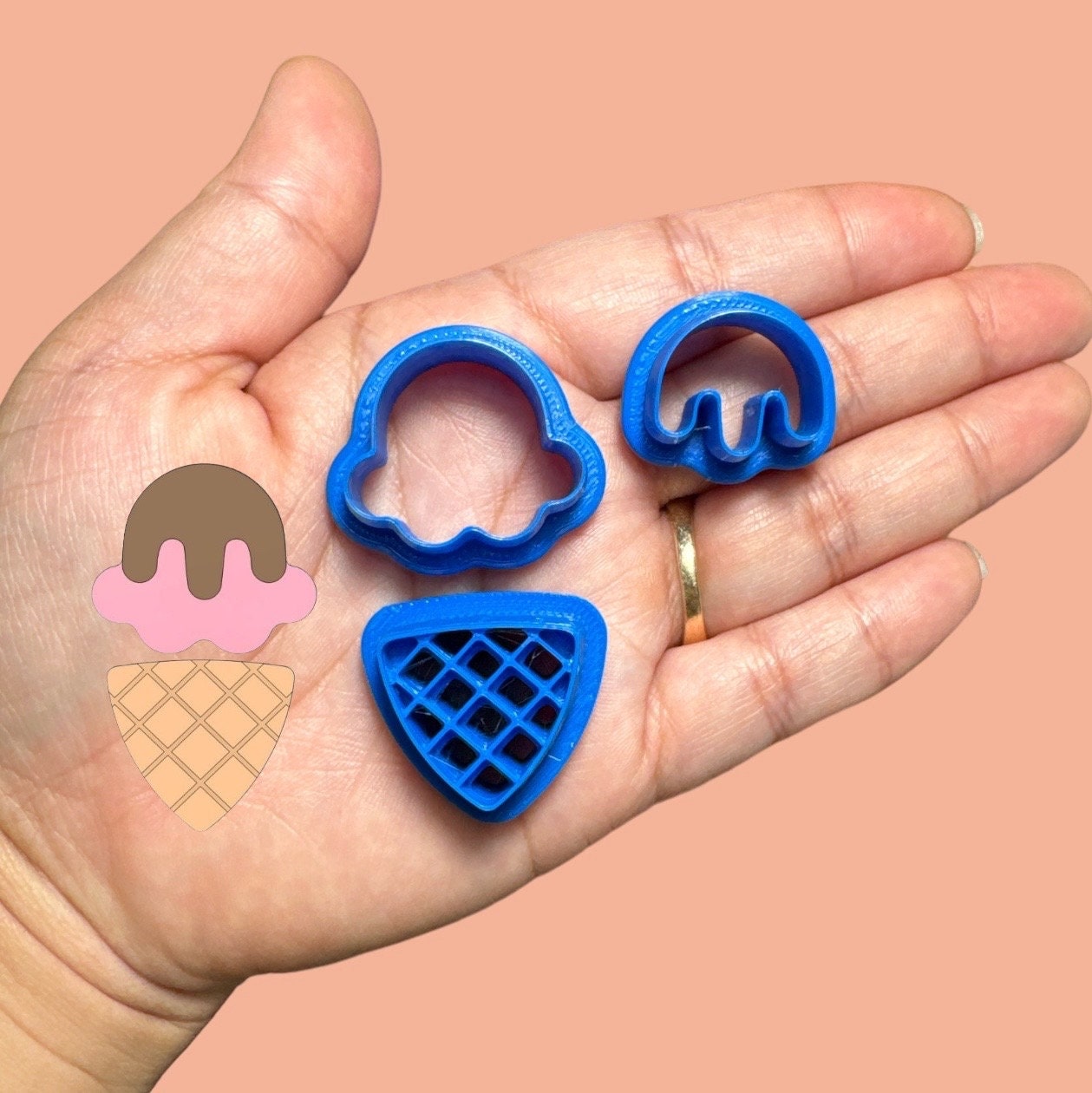 Kawaii Ice Cream Cone Dangle Clay Cutter Set