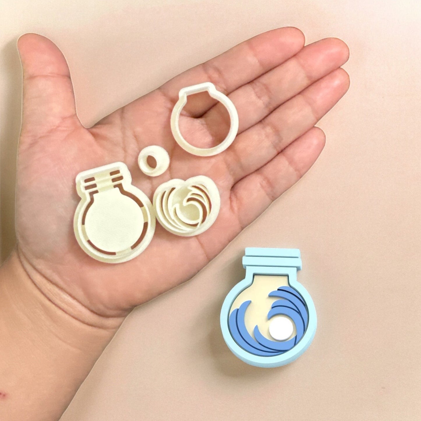 Sea Bottle Waves wash the pearls Polymer clay cutter