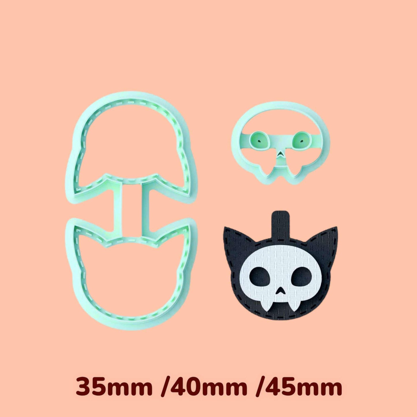 Halloween Skull Cat Keychain clay cutter