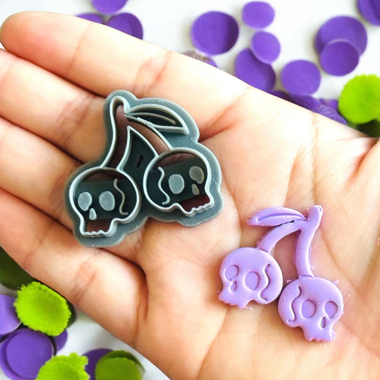 Cherry Skull Halloween Polymer clay Cutter