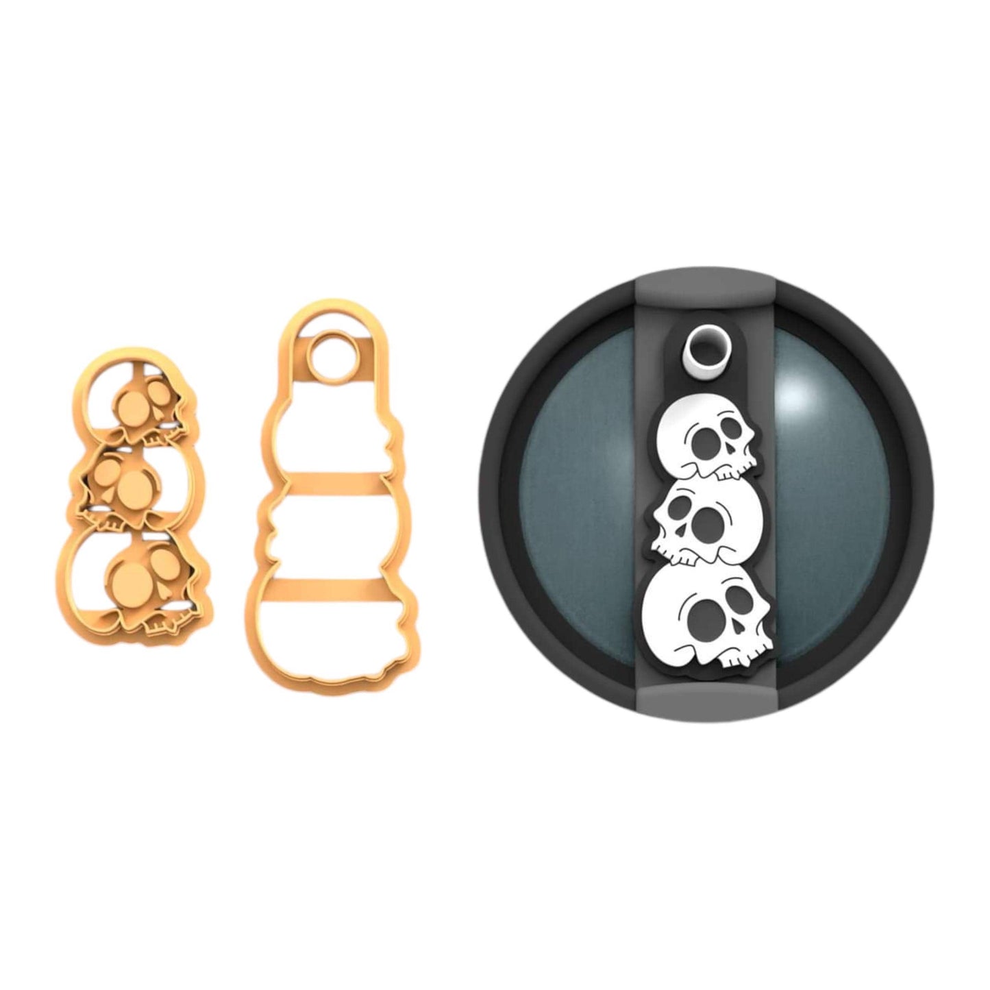 Skull trio Tumbler topper cutter | halloween clay cutter