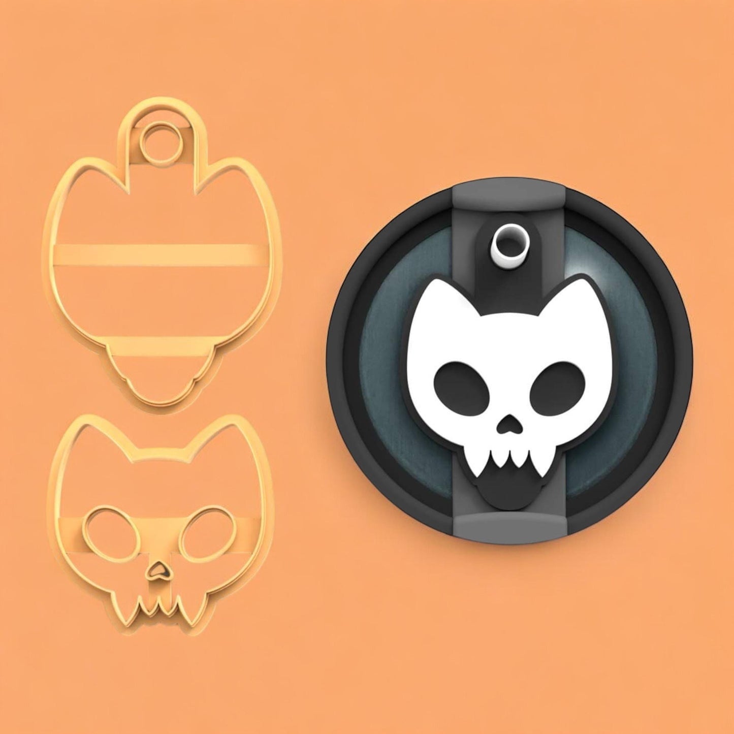 Skull Cat Tumbler topper cutter | halloween clay cutter
