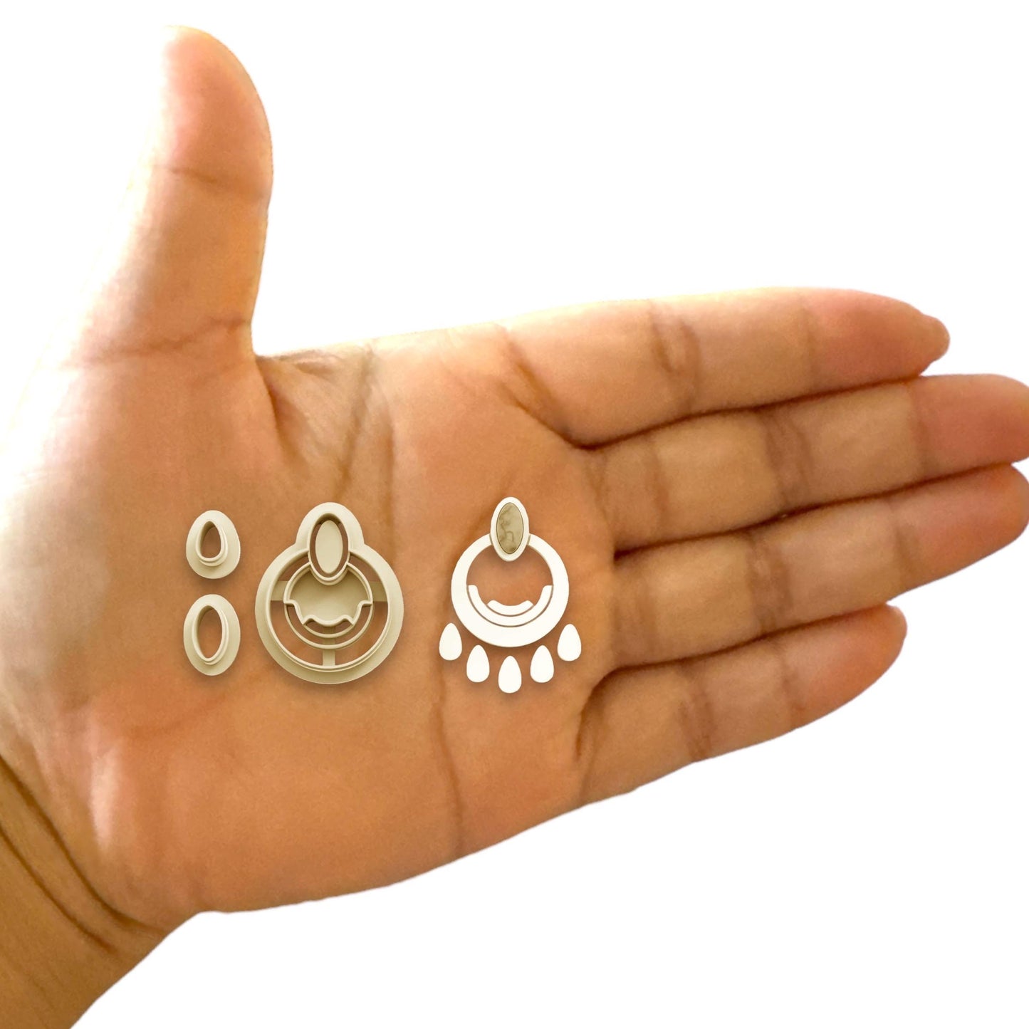 Modern Earring with precious Stone E Polymer Clay cutter