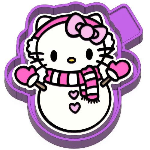 Hello kitty snowman Freshie Silicon Mold / Molder