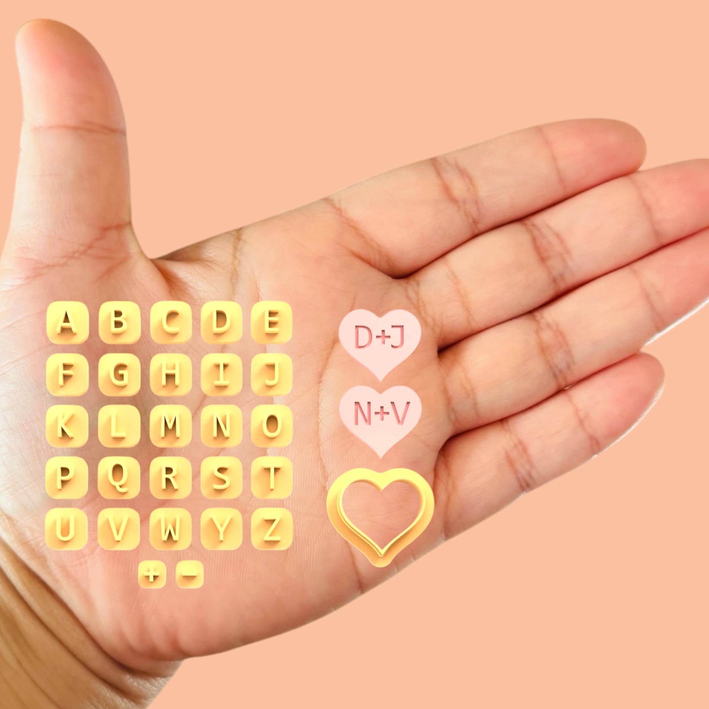 Letter stamp with heart shape cutter