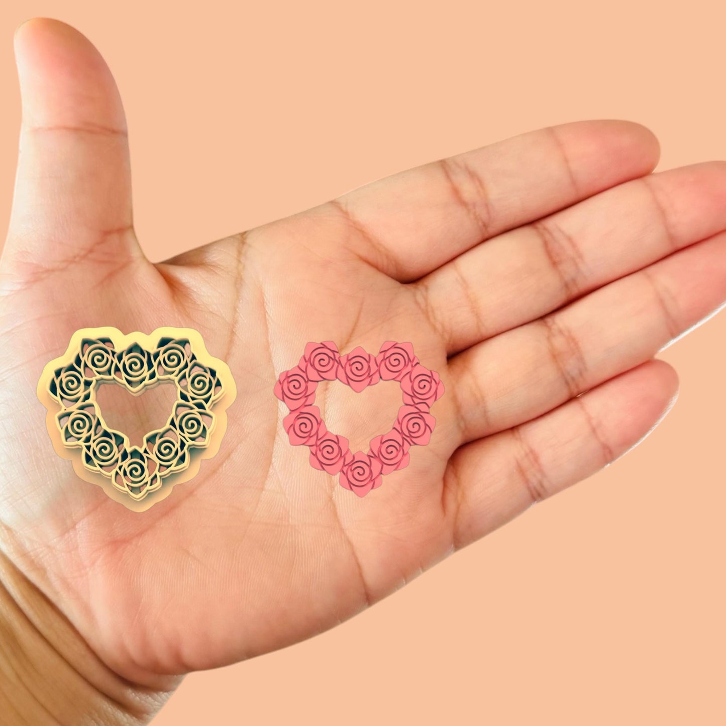 Outline Rose heart Clay cutter