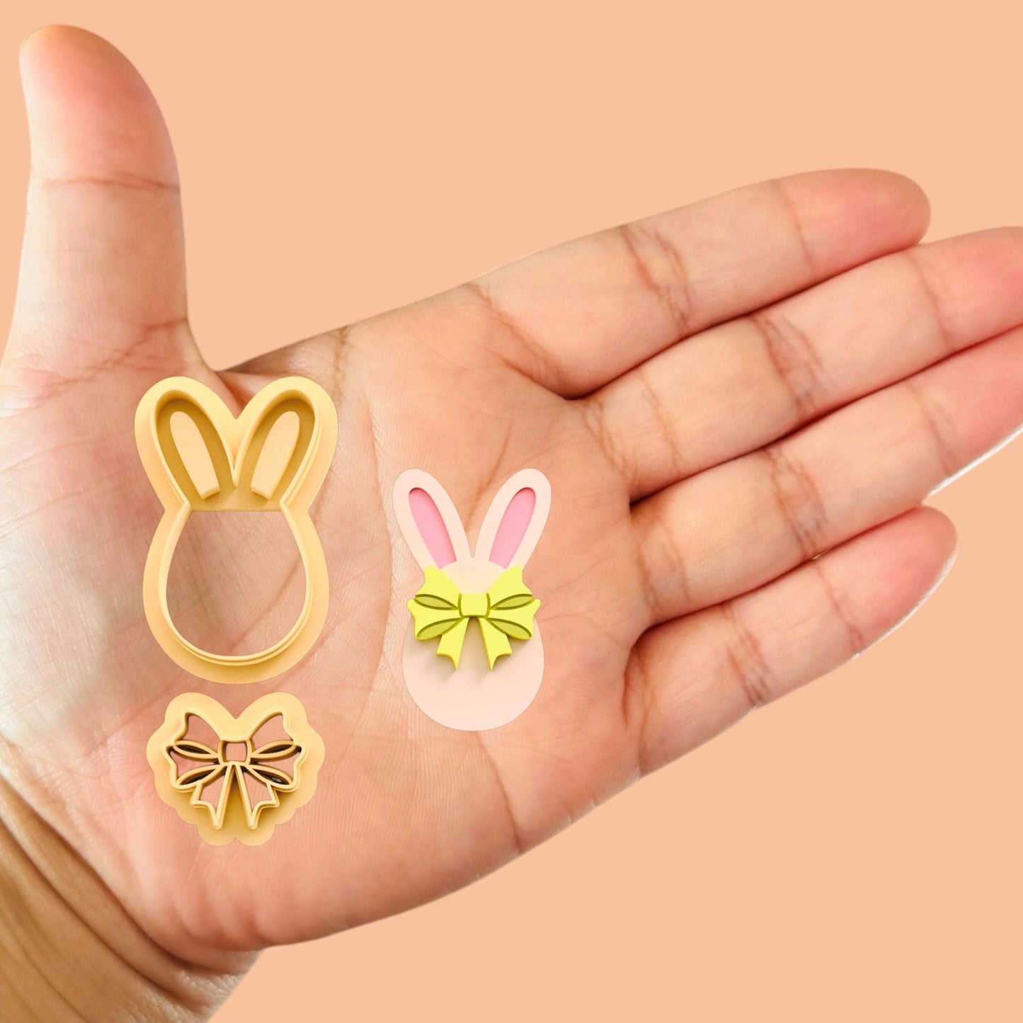 Easter Bunny Egg and Ribon Polymer clay cutter