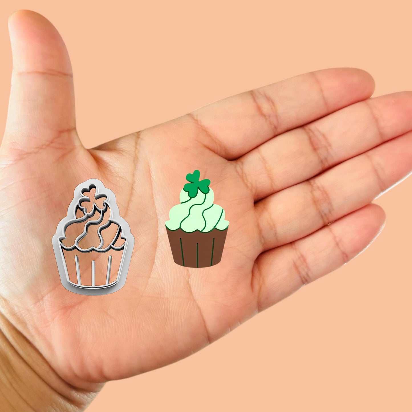 Cupcake With Clover Polymer clay cutter