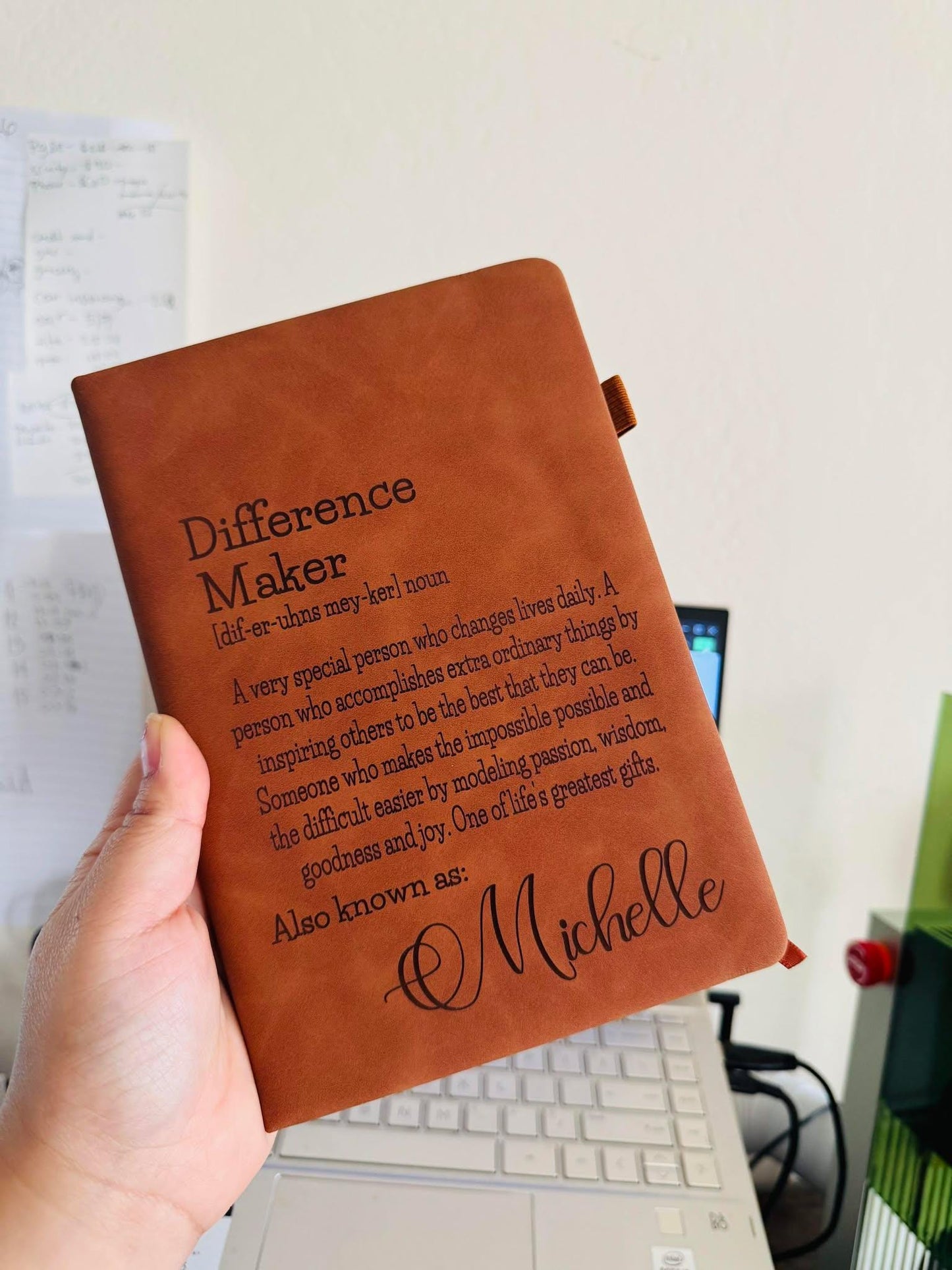 Personalized Difference maker Journal, Custom Difference Maker Definition gift, Coworker Birthday gift, Mentor gift, Gift for Leader