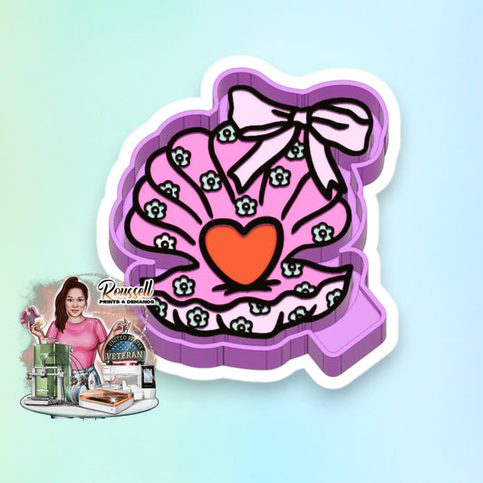 Coquette Shell with Heart Freshie  silicone mold