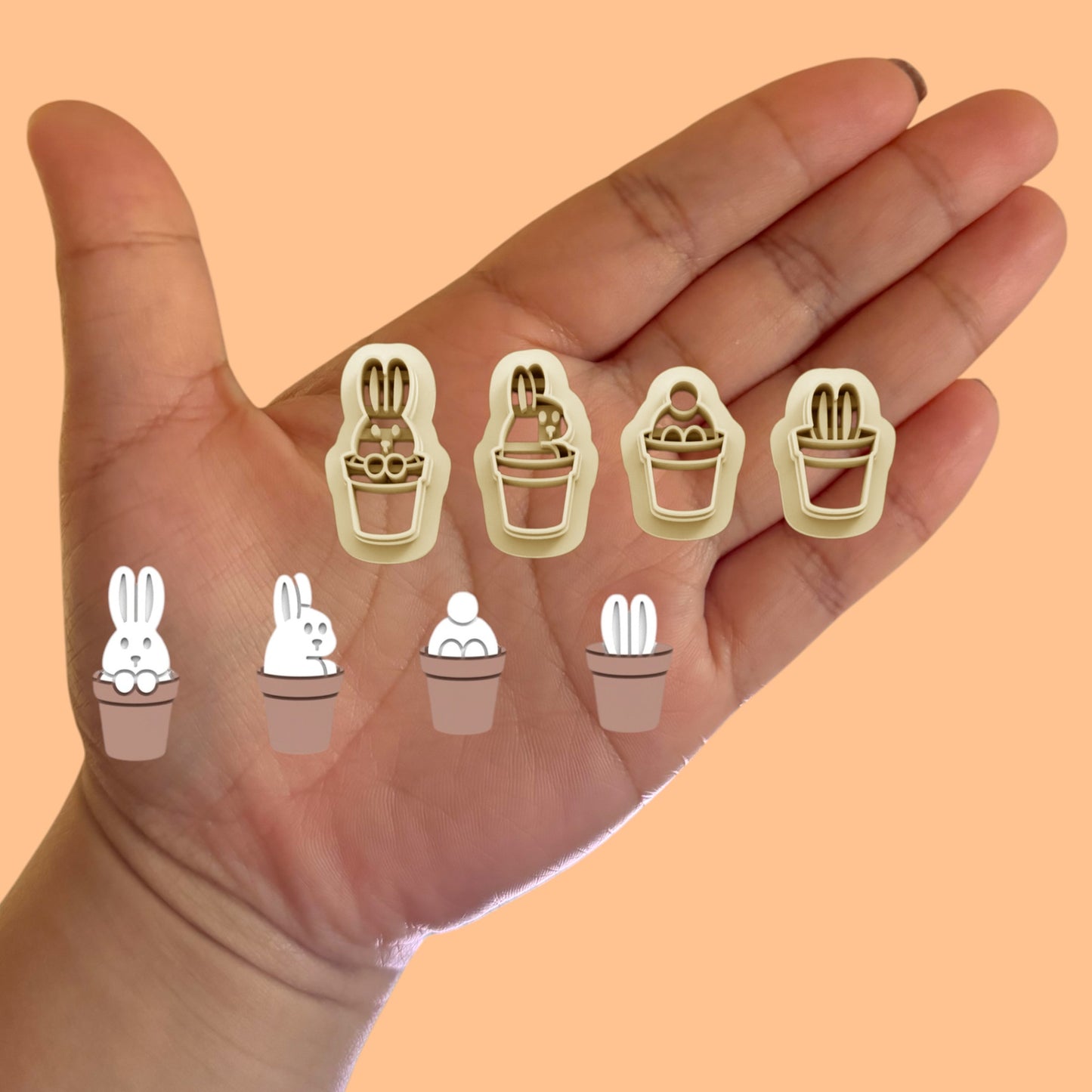 Bunnies in a Pot Pack easter clay cutter