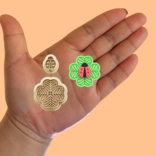 Clover with Ladybug St Patrick Clay cutter