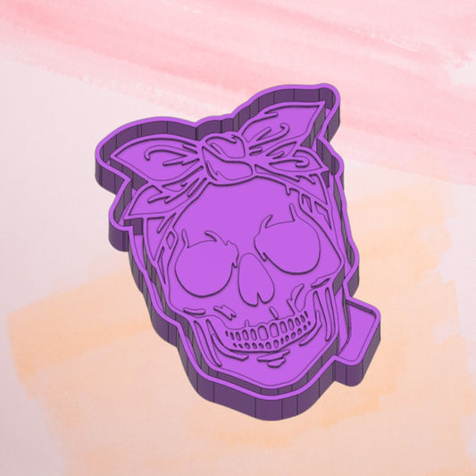 Skull with bandana Bow Freshie silicone mold