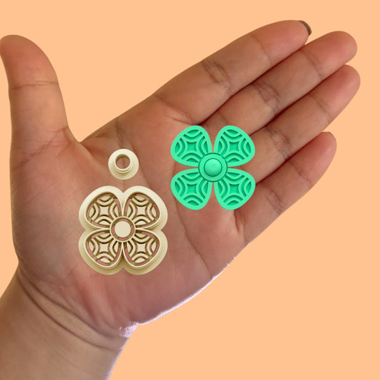 Clover Earring with Precious Stones C  St Patrick Clay cutter