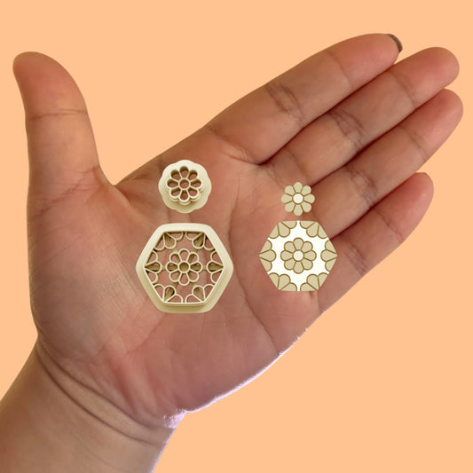 Flower Ornament Combo Earring C Clay Cutters