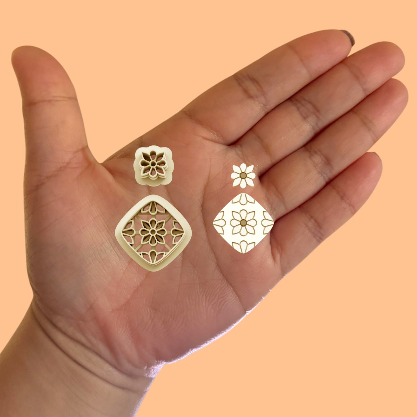 Flower Ornament Combo Earring A Clay Cutters