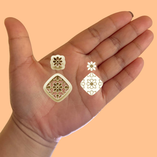 Flower Ornament Combo Earring A Clay Cutters