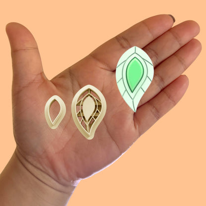 Leaf Earring with Precious Stones Clay Cutter, Earring Clay Cutter