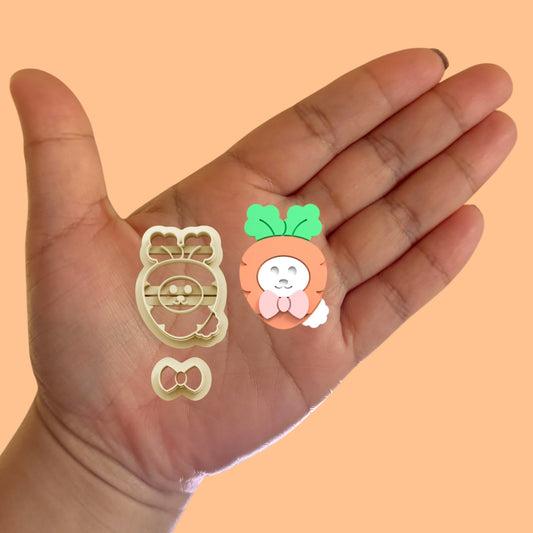 Bunny in a Carrot Costume Polymer Clay Cutter | easter clay cutter