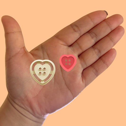 Button Heart Clay Cutter, Valentine's Day Clay Cutter