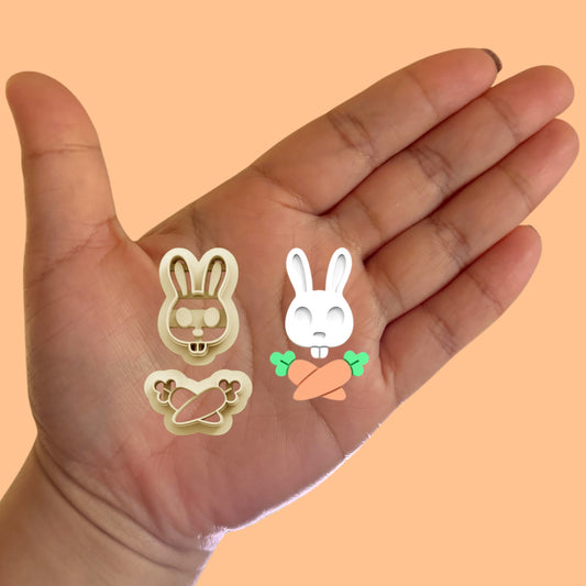 Bunny Skull with Carrot Clay Cutter, Easter Day Clay Cutter