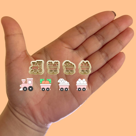 Easter Train with Carriages Clay Cutter, Easter Day Clay Cutter