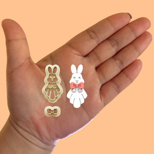 Ghost Bunny with Ribbon Clay Cutter, Easter Day Clay Cutt