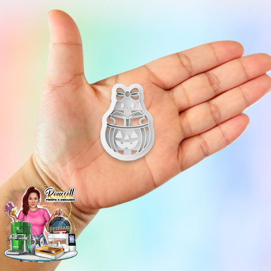 Cute ghost reading book Halloween clay cutter