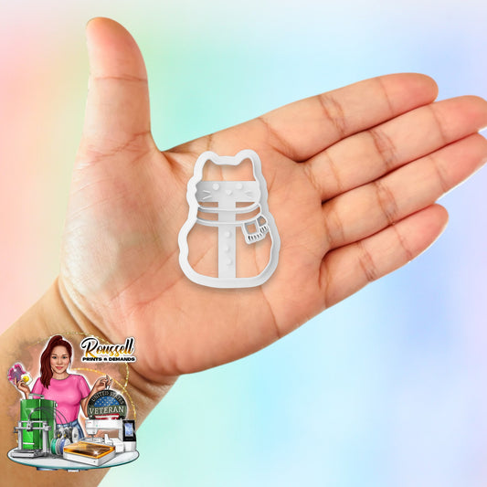Cozy cat Christmas clay cutter 3d printed