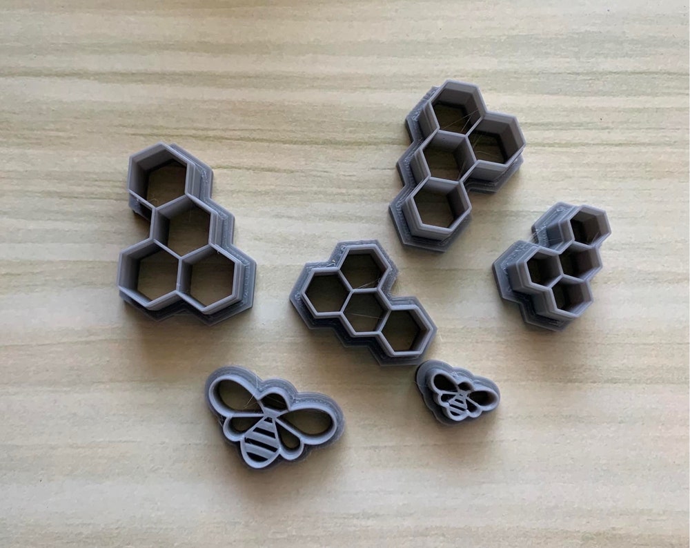 Honeycomb and bee cutter set Polymer clay cutter
