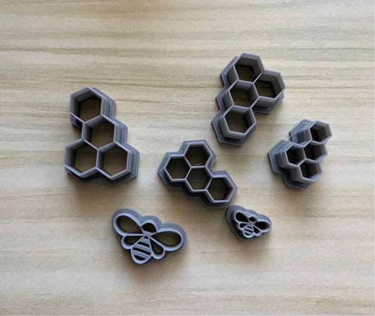 Honeycomb and bee cutter set , Cutters, Clay Cutters, Cutters for Polymer Clay