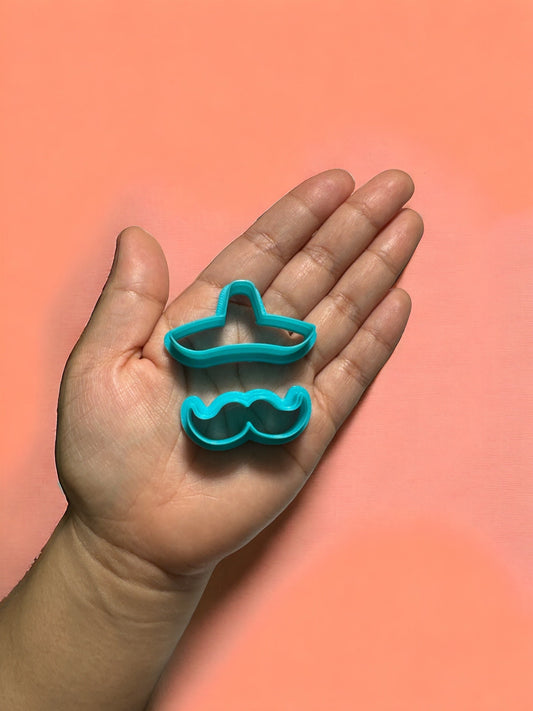 Cinco de mayo  moustache with sombrero Polymer clay cutter
