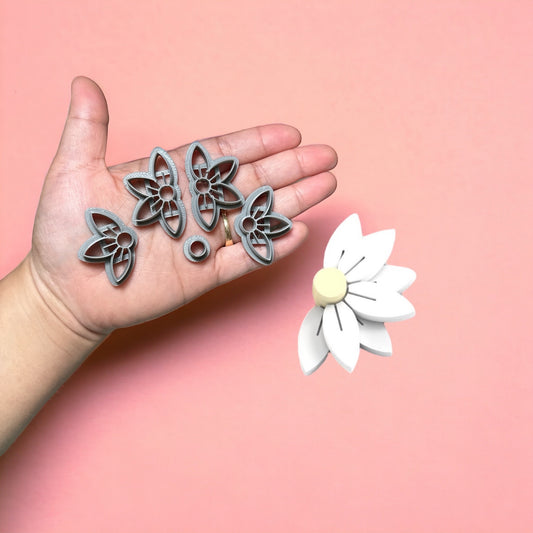 Spring Half Daisies Clay Cutter, Floral Earring clay cutter | unique clay cutter