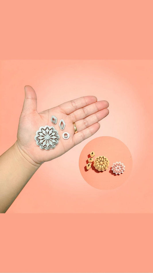Star Earring with Precious Stones A Clay Cutter, Earring Clay Cutter
