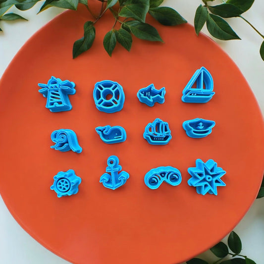 Ocean summer beach theme polymer clay cutter | clay cutter
