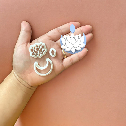 Spring Moon Lotus Earring Clay Cutter, Floral Earring, Spring Clay Cutters,