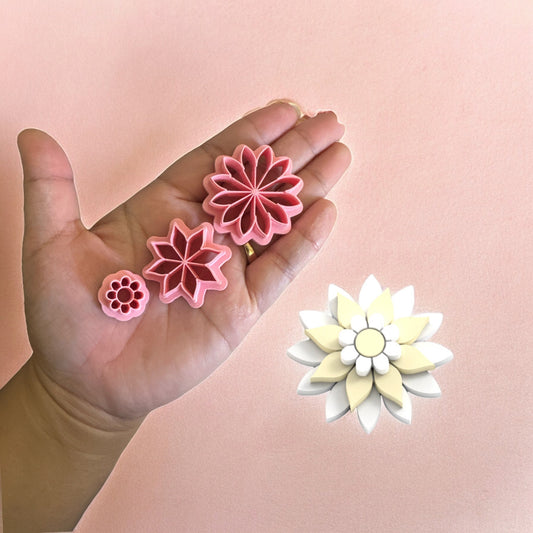 Spring Triple Flower C Clay Cutter, Floral Earring, Spring Clay Cutters,