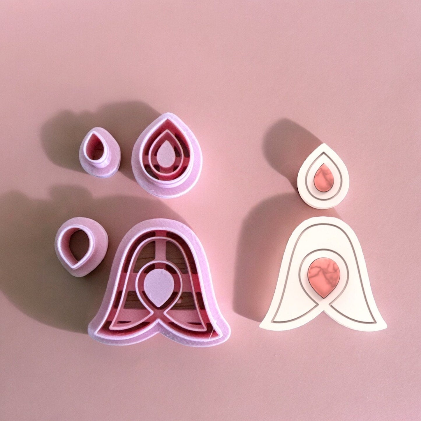 Tulip Earring with Precious Stones B Clay Cutter, Earring Clay Cutter,