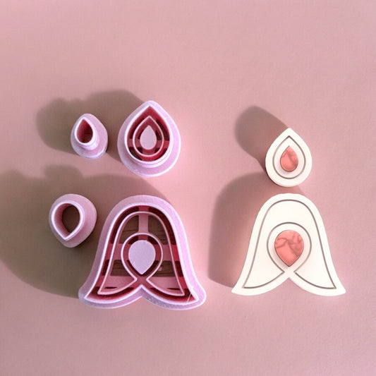 Tulip Earring with Precious Stones B Clay Cutter, Earring Clay Cutter,