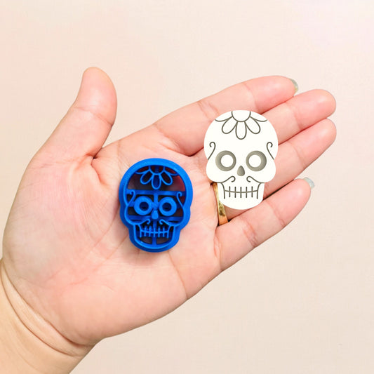 Skull floral head polymer clay cutter | Halloween cutter