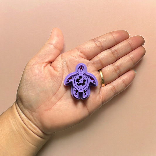 Turtle with tropical flower  polymer clay cutter