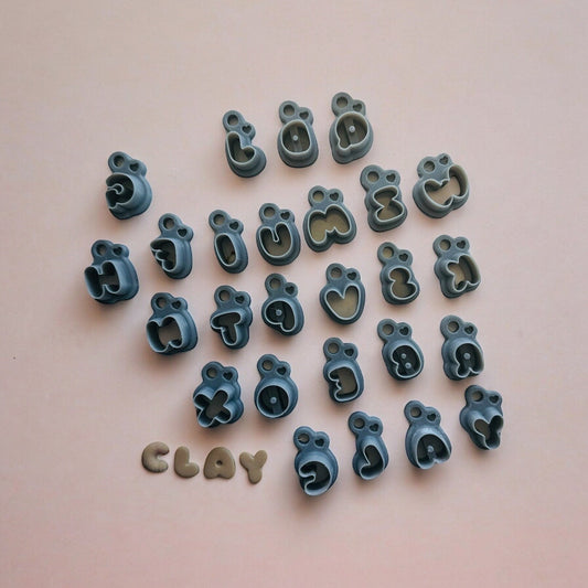 Alphabet Buble style  polymer clay cutter