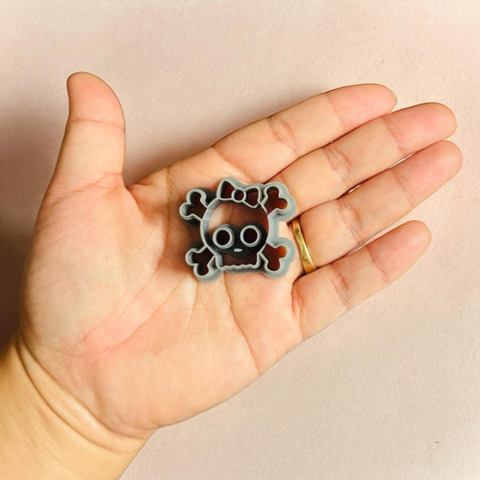 Female Skull with bow Polymer Clay cutter