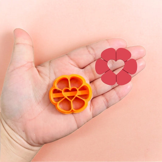 Flower With Heart Clay Cutter Polymer Clay Cutter