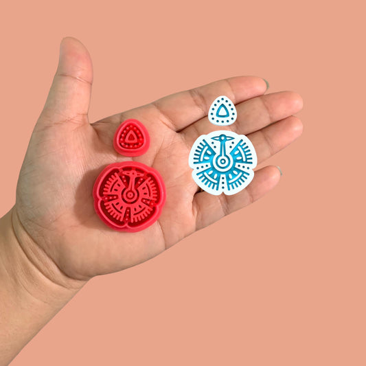 Aztec-Style Earring L Clay Cutter