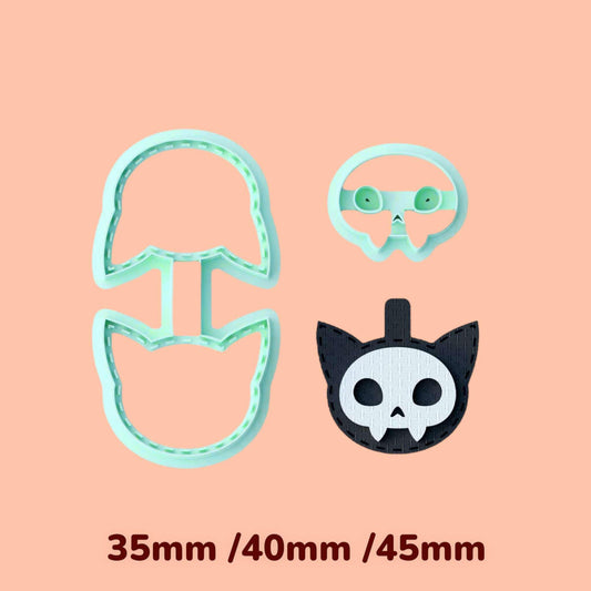 Halloween Skull Cat Keychain clay cutter